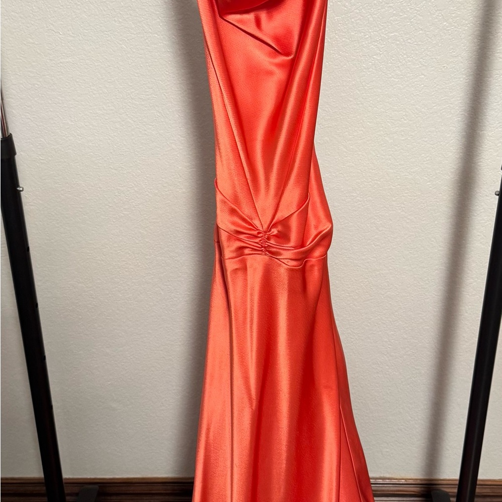 Cache Vibrant Orange Satin Maxi Dress